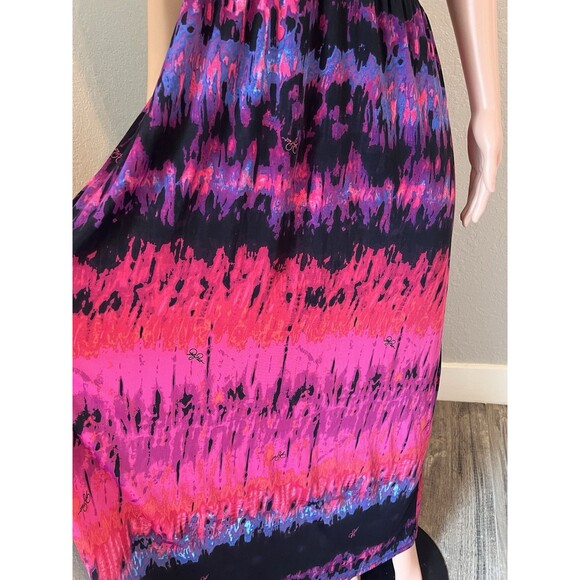 Baby Phat Womens Pink Black tie dye Sexy Flowy Maxi Halter Stretch 2X Dress #196 - Picture 4 of 10